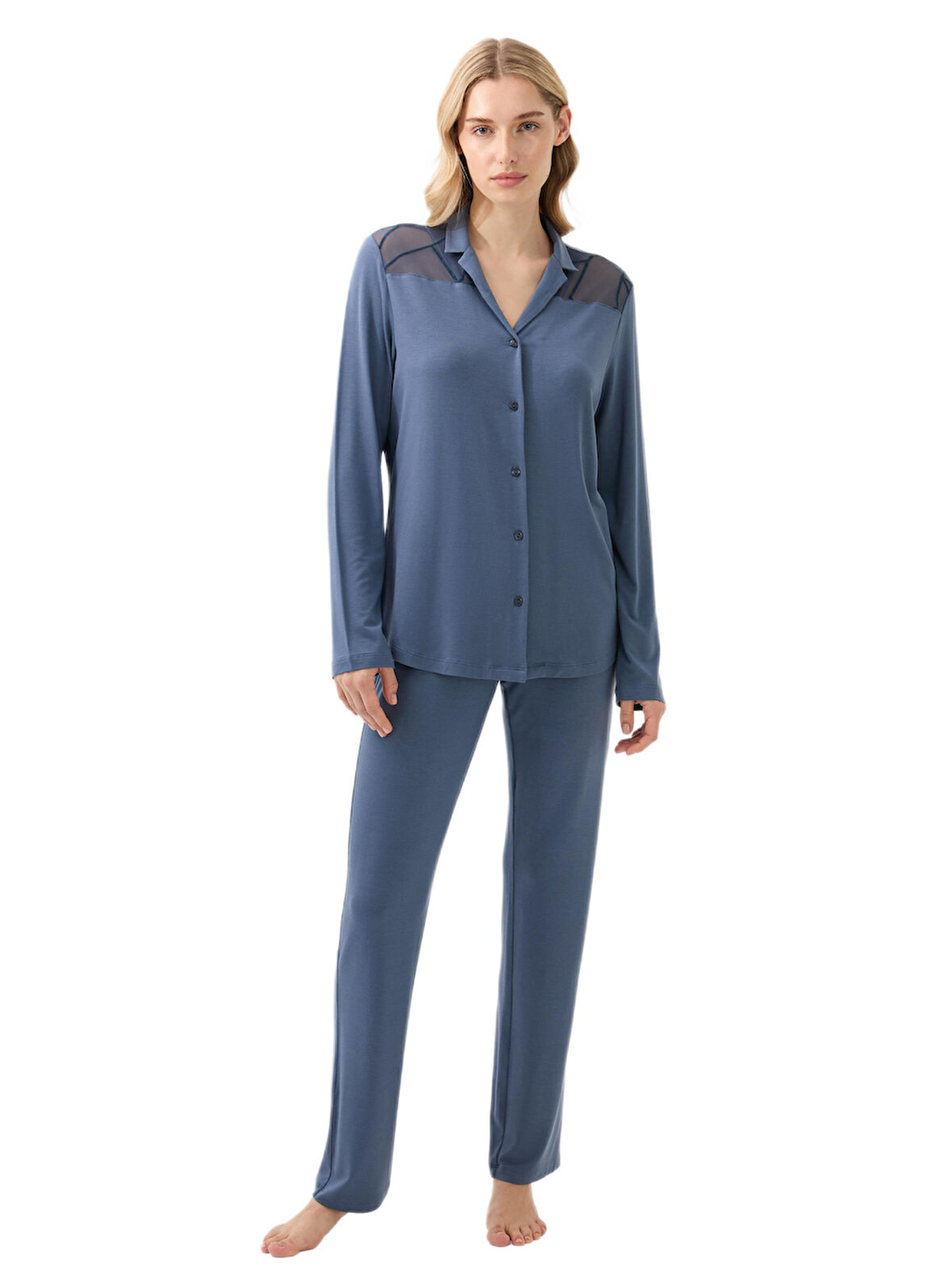 Blackspade Kadın Mavi Uzun Kol Pijama Takımı 51932 