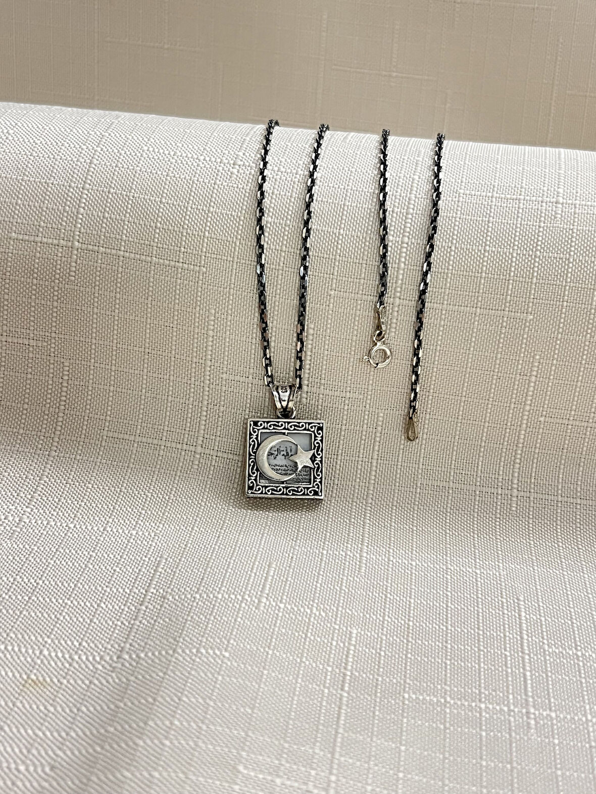 AY YILDIZ MODEL 925 AYAR GÜMÜŞ CEVŞEN ERKEK KOLYE
