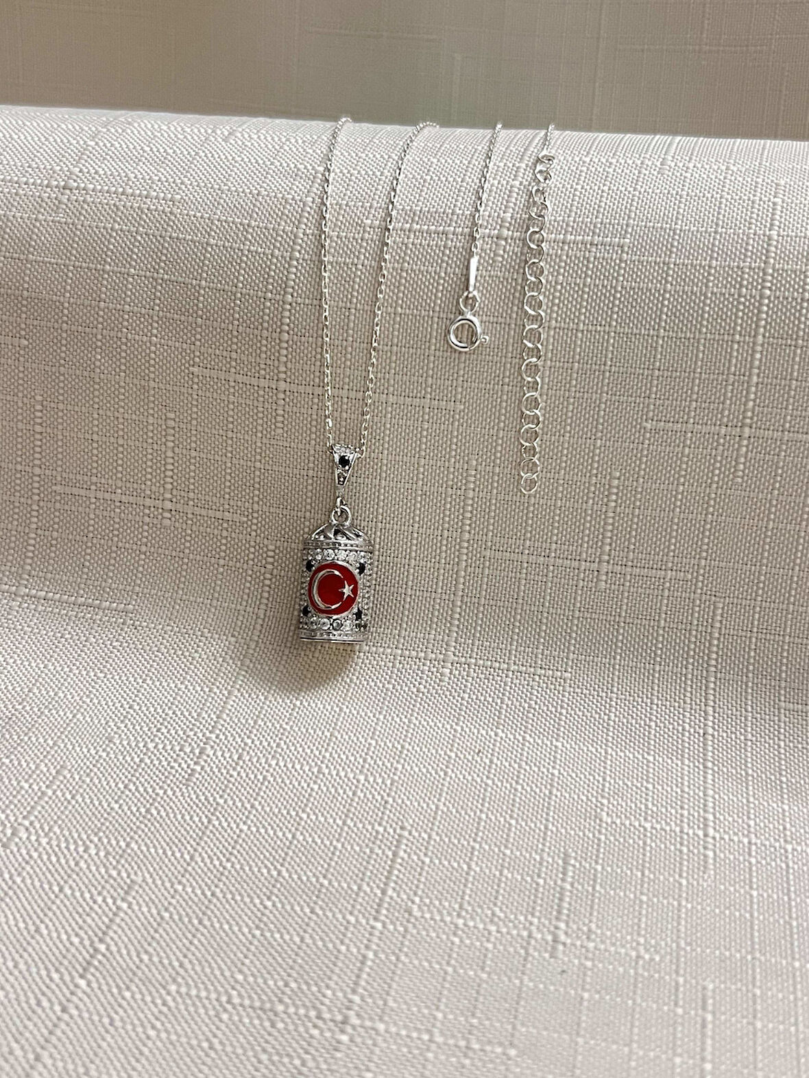 AY YILDIZ CEVŞEN DUALI 925 AYAR GÜMÜŞ SİLİNDİR KADIN KOLYE