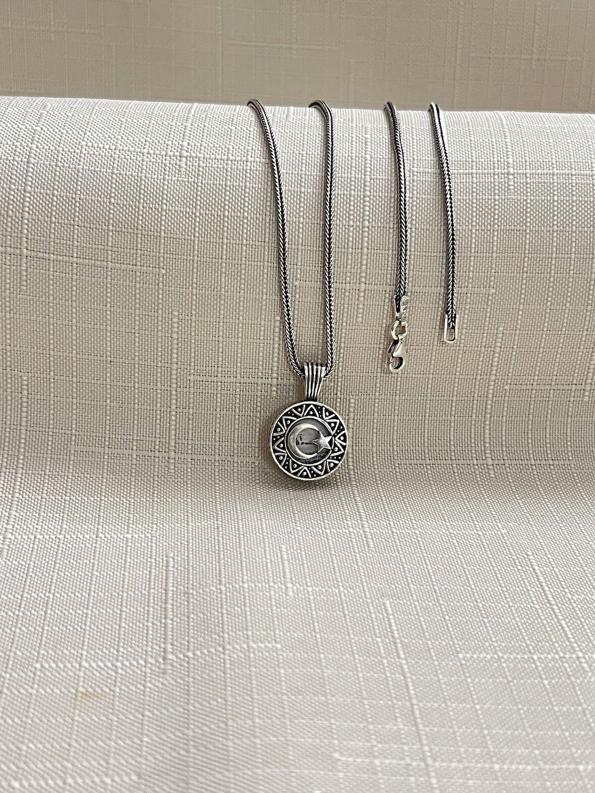 AY YILDIZ CEVŞEN 925 AYAR GÜMÜŞ KOLYE