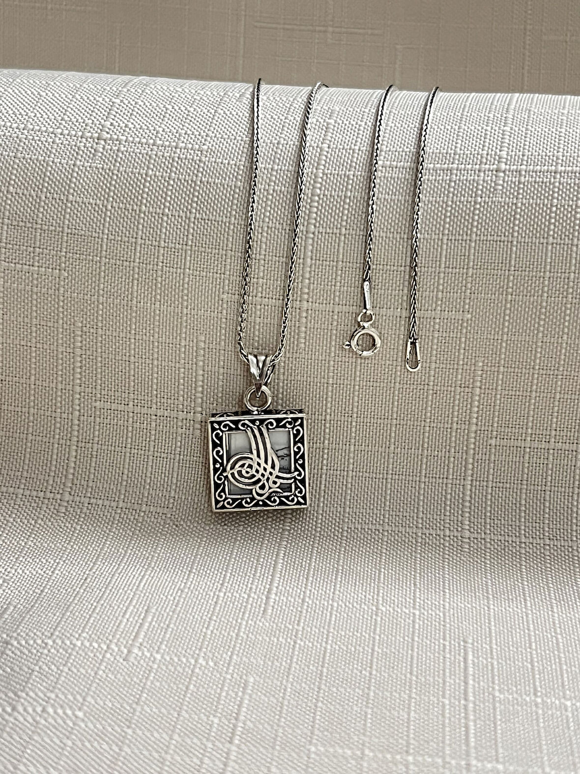 OSMANLI TUĞRASI SPİGA ZİNCİR 925 AYAR GÜMÜŞ KOLYE