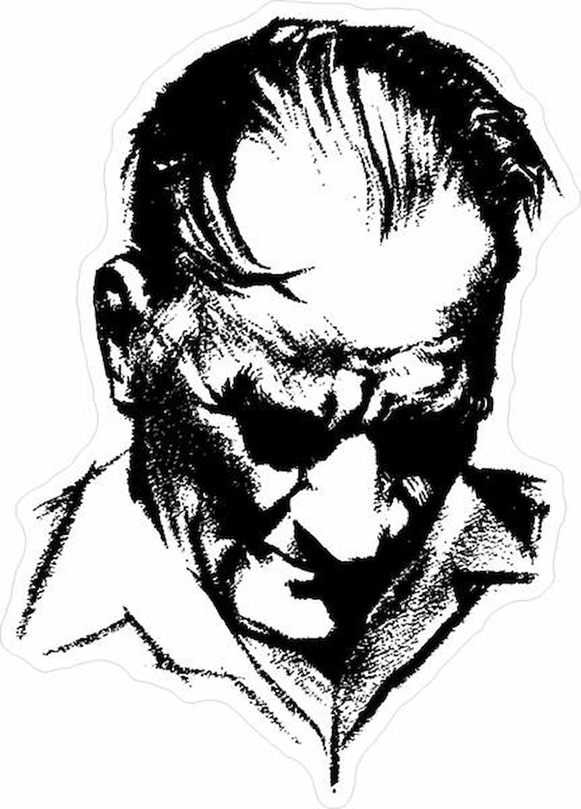 Atatürk Sticker Yapıştırma 18 CM Siyah-Beyaz Su Geçirmez