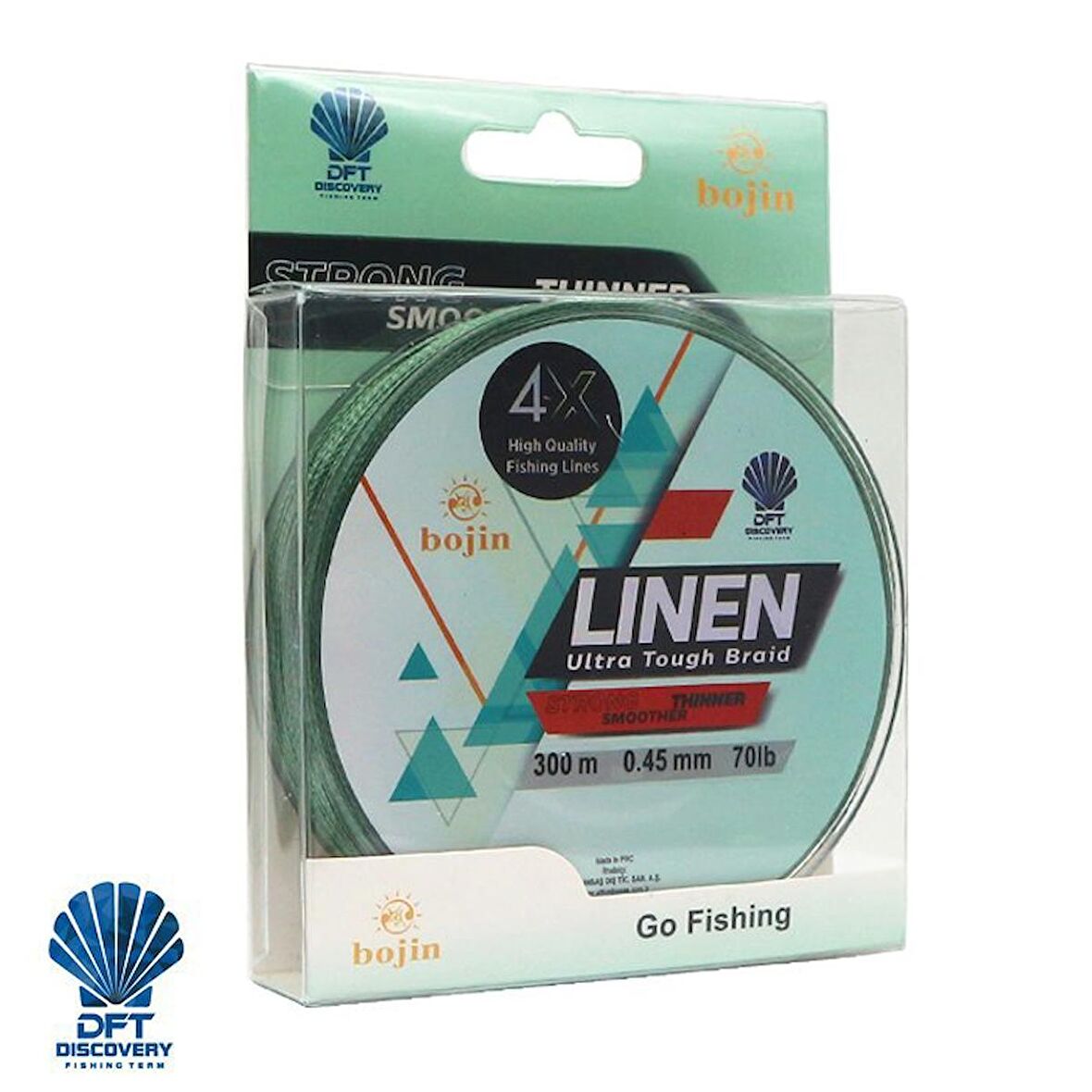 DFT Bojin 4X Linen İp Misina 0.45 mm  300 m  Yeşil