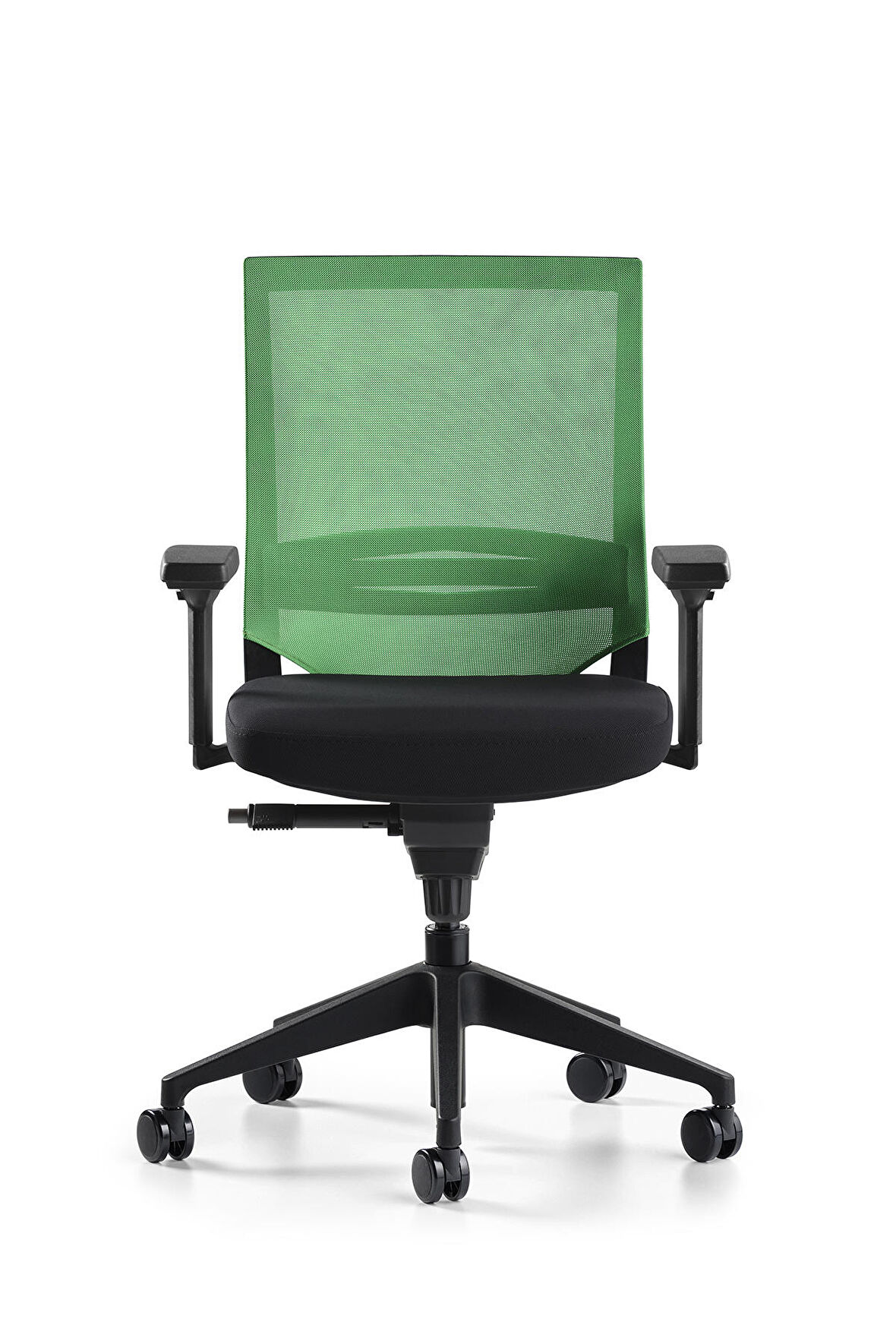 Bürotime Cozy Çalışma Koltuğu - 3D Kol - Plastik Ayak - Siyah/Yeşil