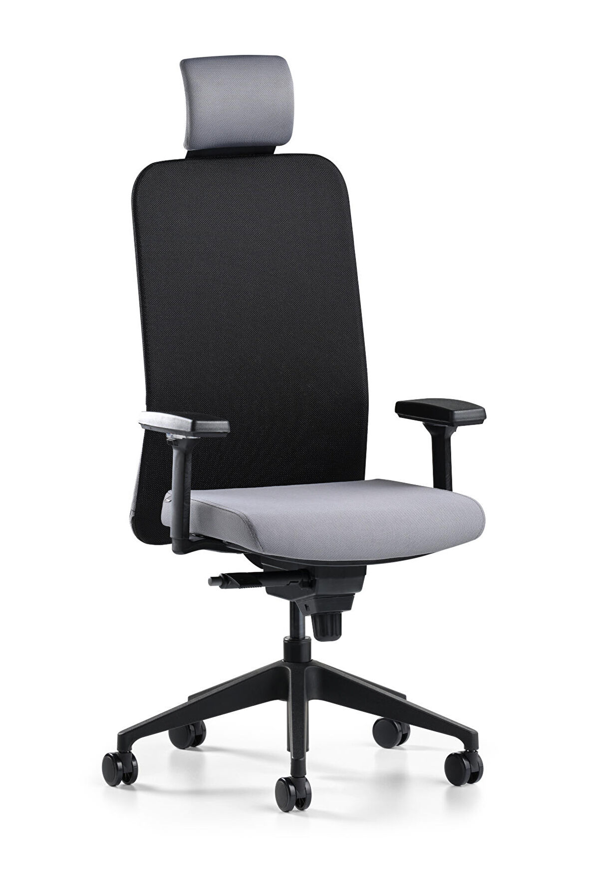 Bürotime Comfy Başlıklı Çalışma Koltuğu | 3D Kol | Plastik Ayak | Siyah/Antrasit