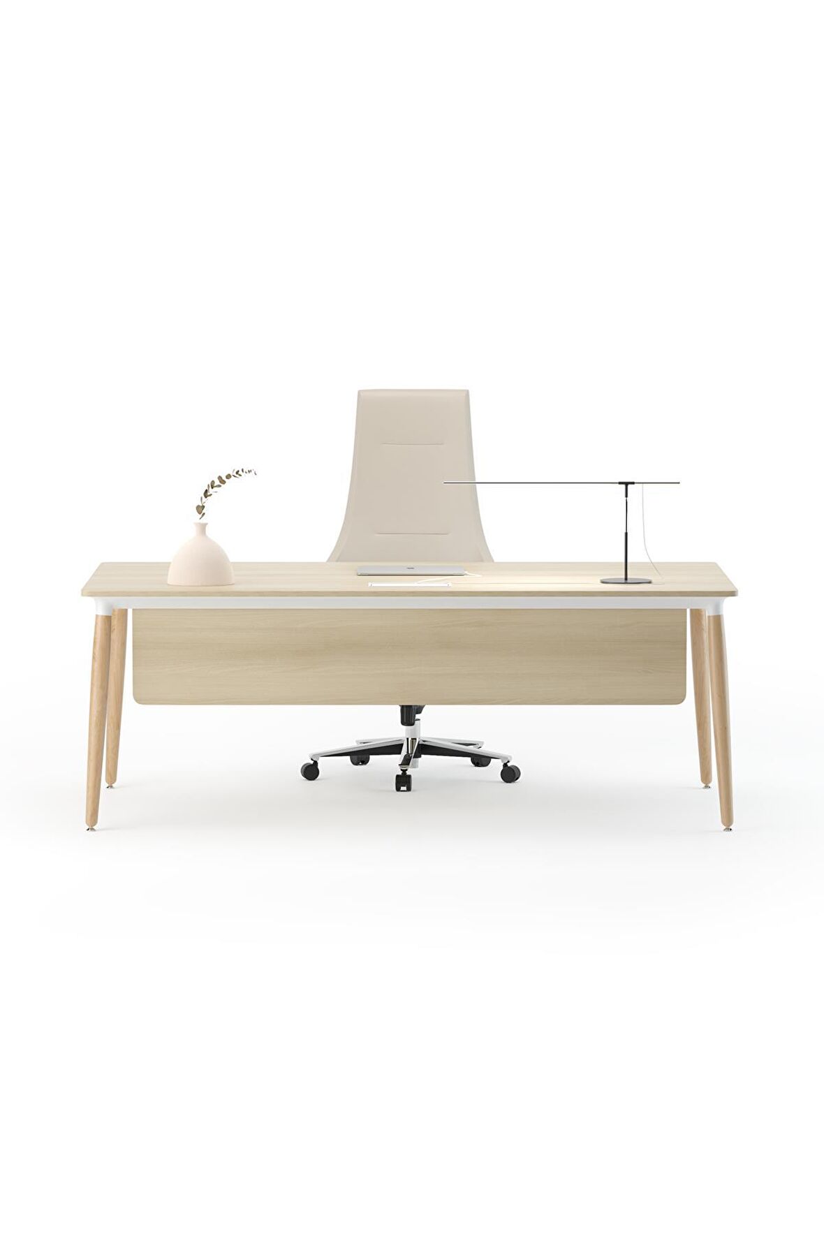 Bürotime Era Çalışma Masası Ahşap Akasya & Ahşap Ayak 100 x 200 cm Kahverengi 