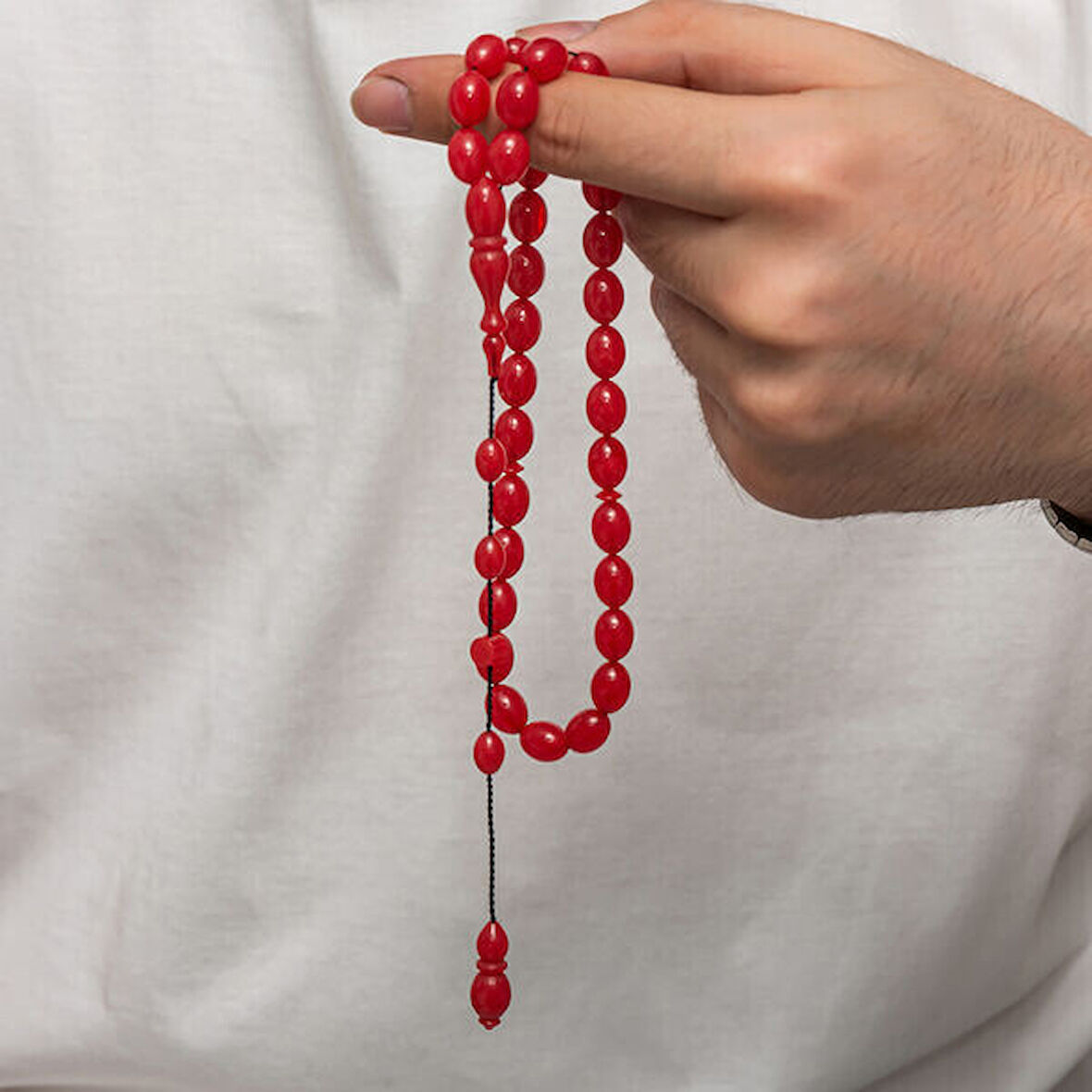 Sıkma Kehribar 925 Ayar Gümüş Tesbih