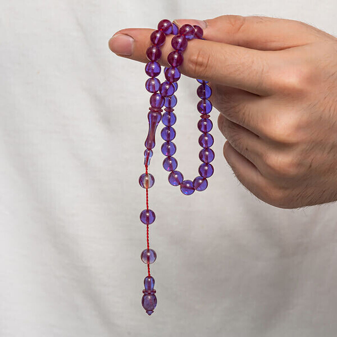 Sıkma Kehribar 925 Ayar Gümüş Tesbih