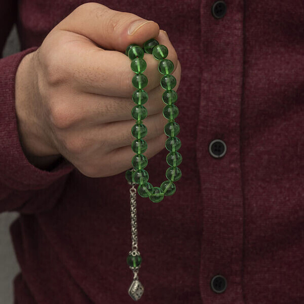 Ateş Kehribar 925 Ayar Gümüş Tesbih