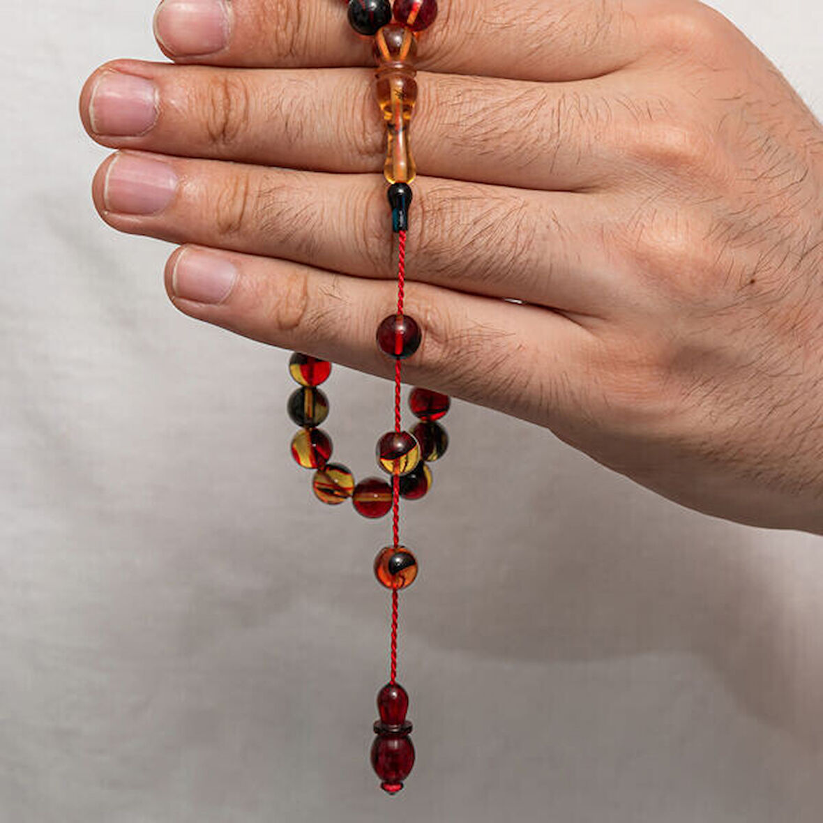 Sıkma Kehribar 925 Ayar Gümüş Tesbih