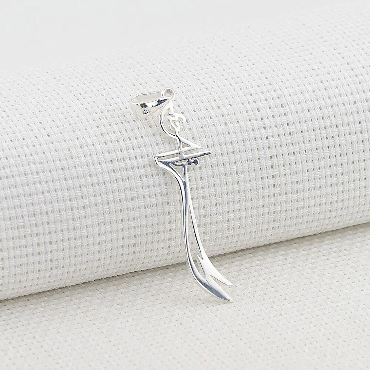 Hz Ali Yazılı Zulfikar 925 Ayar Gümüş Erkek Kolye Ucu