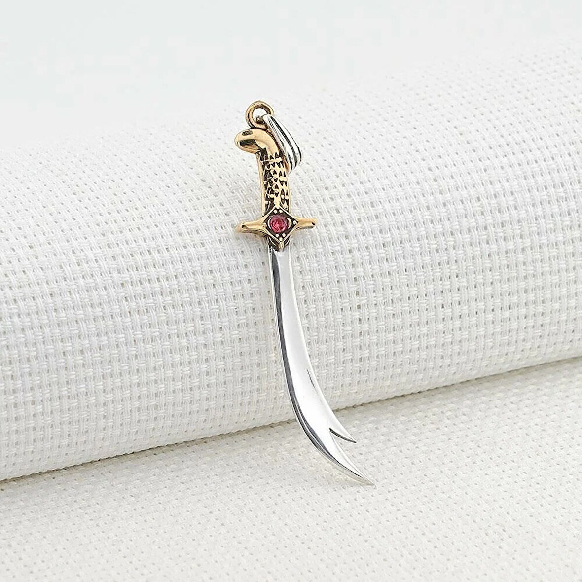 Hz Ali Yazılı Zulfikar  925 Ayar Gümüş Erkek Kolye Ucu