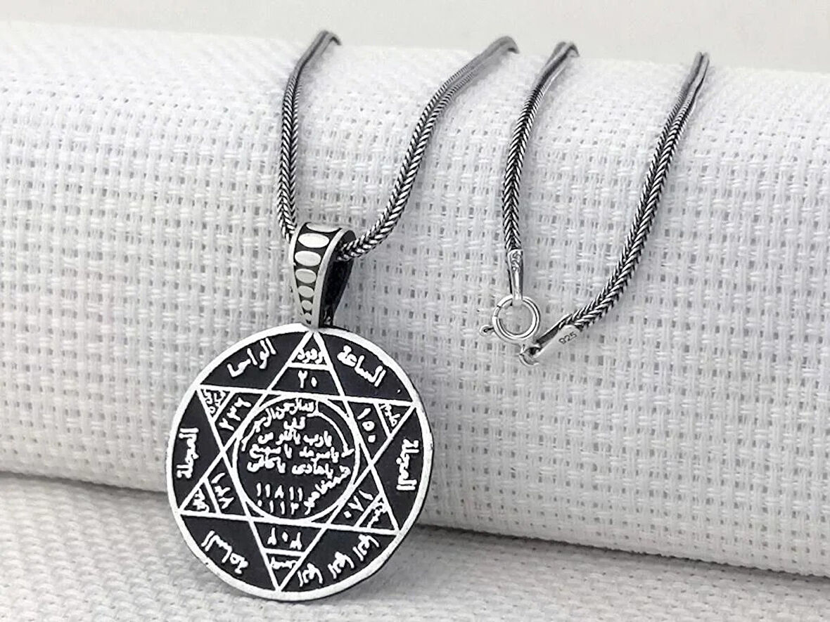 Hz Süleyman Mührü 925 Ayar Gümüş Erkek Kolye