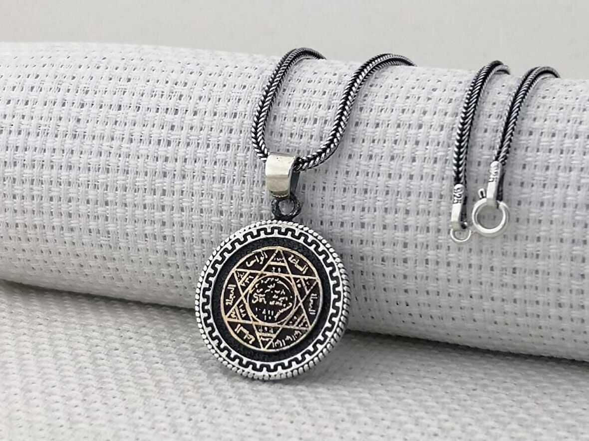 Hz Süleyman Mührü 925 Ayar Gümüş Erkek Kolye