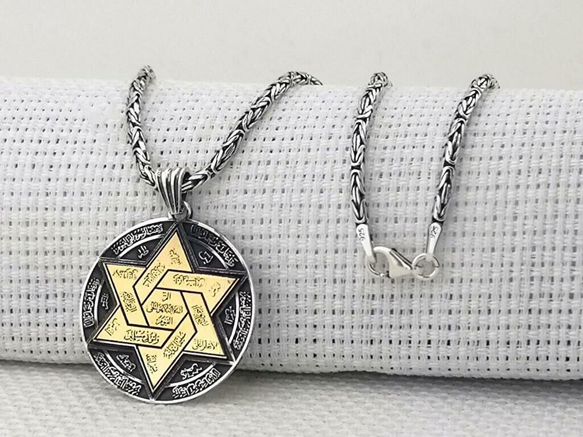 Hz Süleyman Mührü Kral Zincirli 925 Ayar Gümüş Erkek Kolye