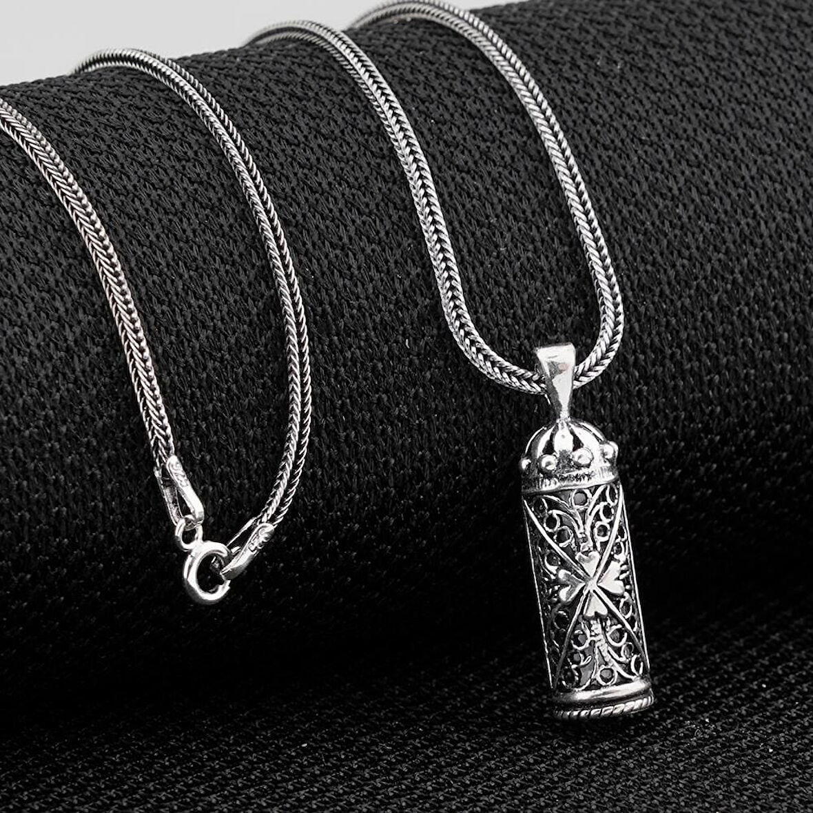 Tasarım Cevşen Dualı 925 Ayar Gümüş Erkek Kolye