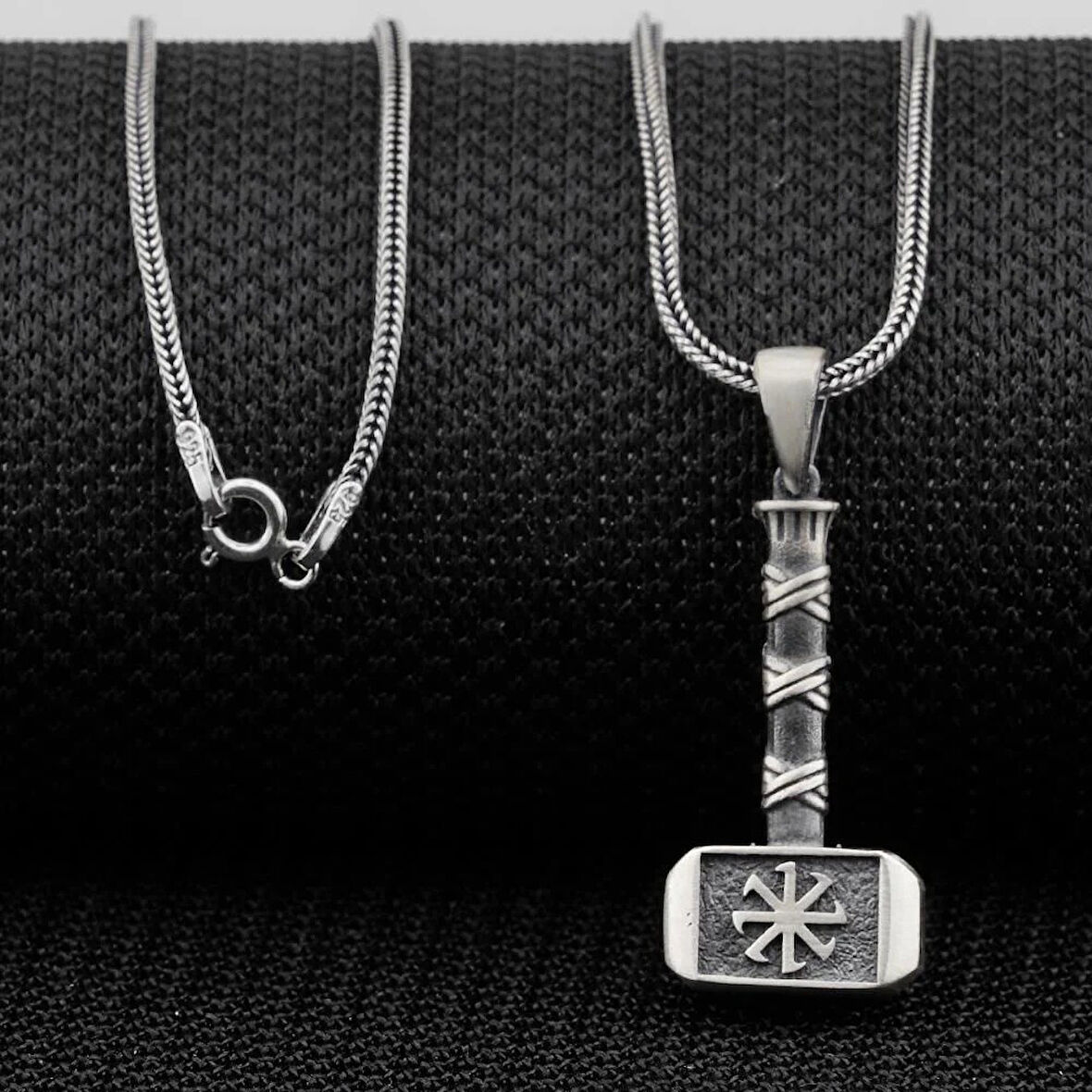 Kalın Balyoz  Çekiç 925 Ayar GümüşErkek Kolyesi