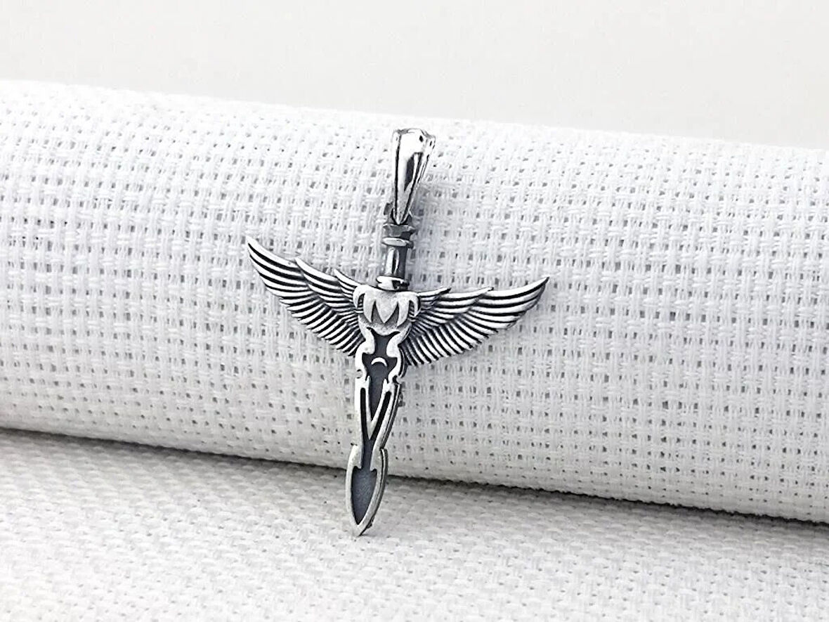 Kanat Tasarımlı 925 Ayar Gümüş Erkek Kolye Ucu