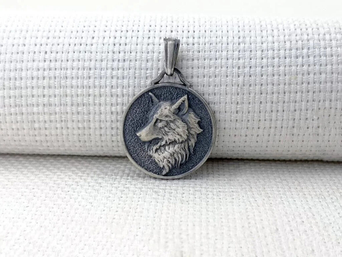 Kurt Kafası Üç Boyutlu 925 Ayar Gümüş Erkek Kolye