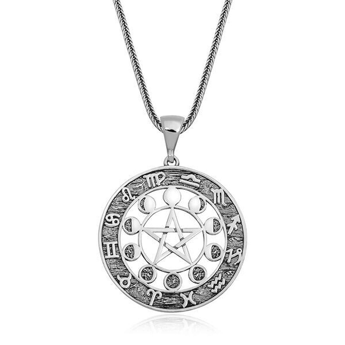 On İki Burç 925 Ayar Gümüş Erkek Kolye