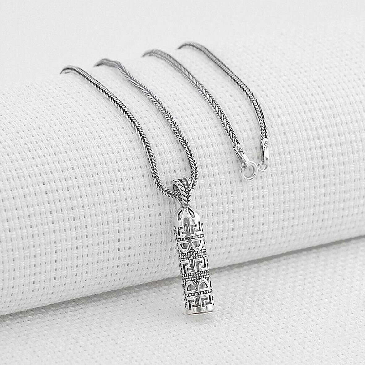 Kalın Zincirli Kebir Dualı Cevşen 925 Ayar Gümüş Erkek Kolye