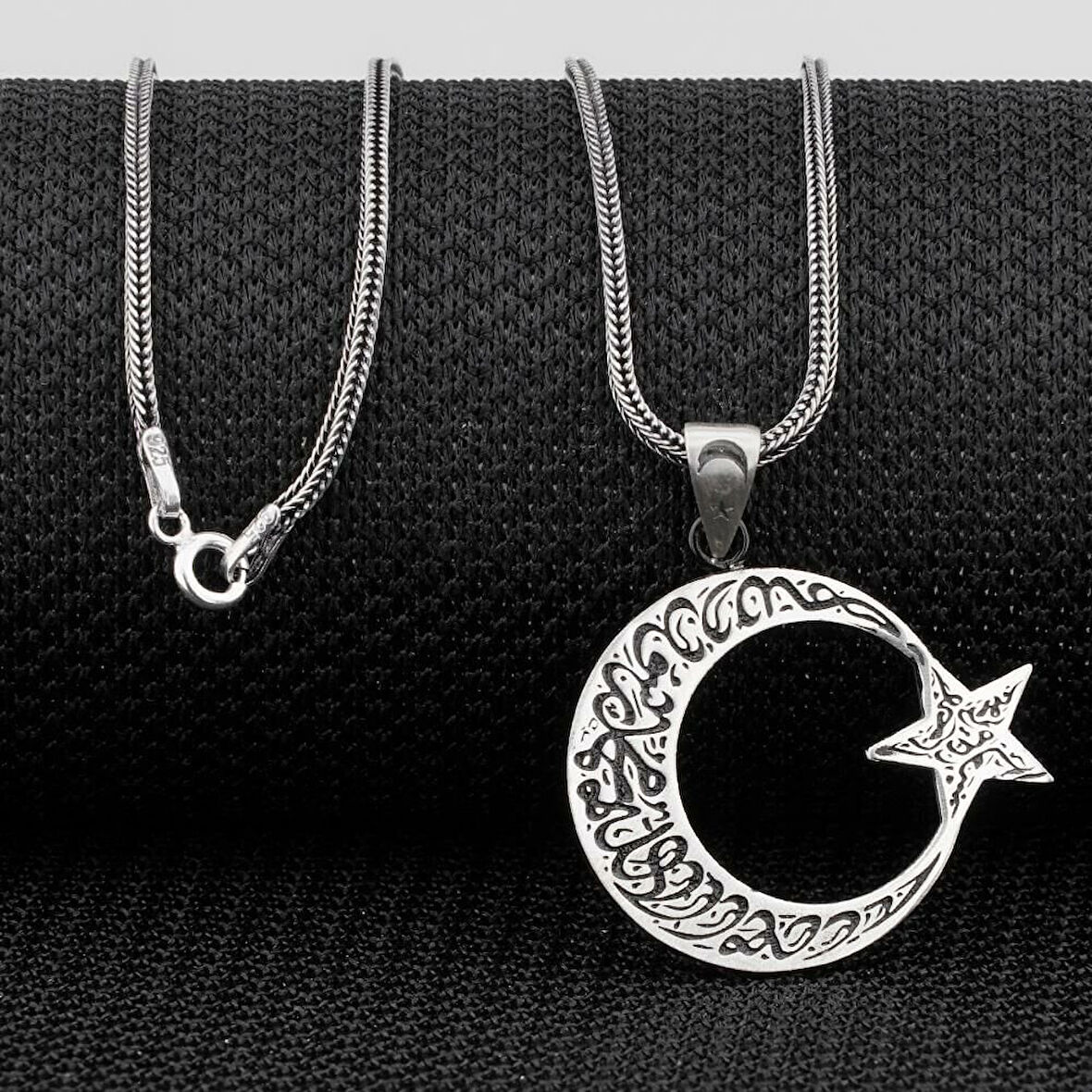 Ay Yıldız Dualı Cevşen 925 Ayar Gümüş Erkek Kolye