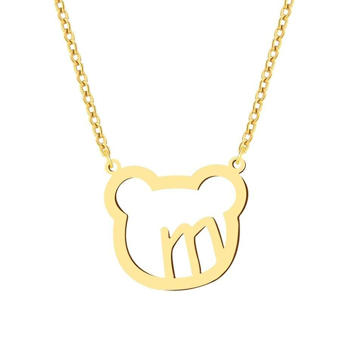 Harf Yazılı Kedi 14 Ayar Altın Kolye