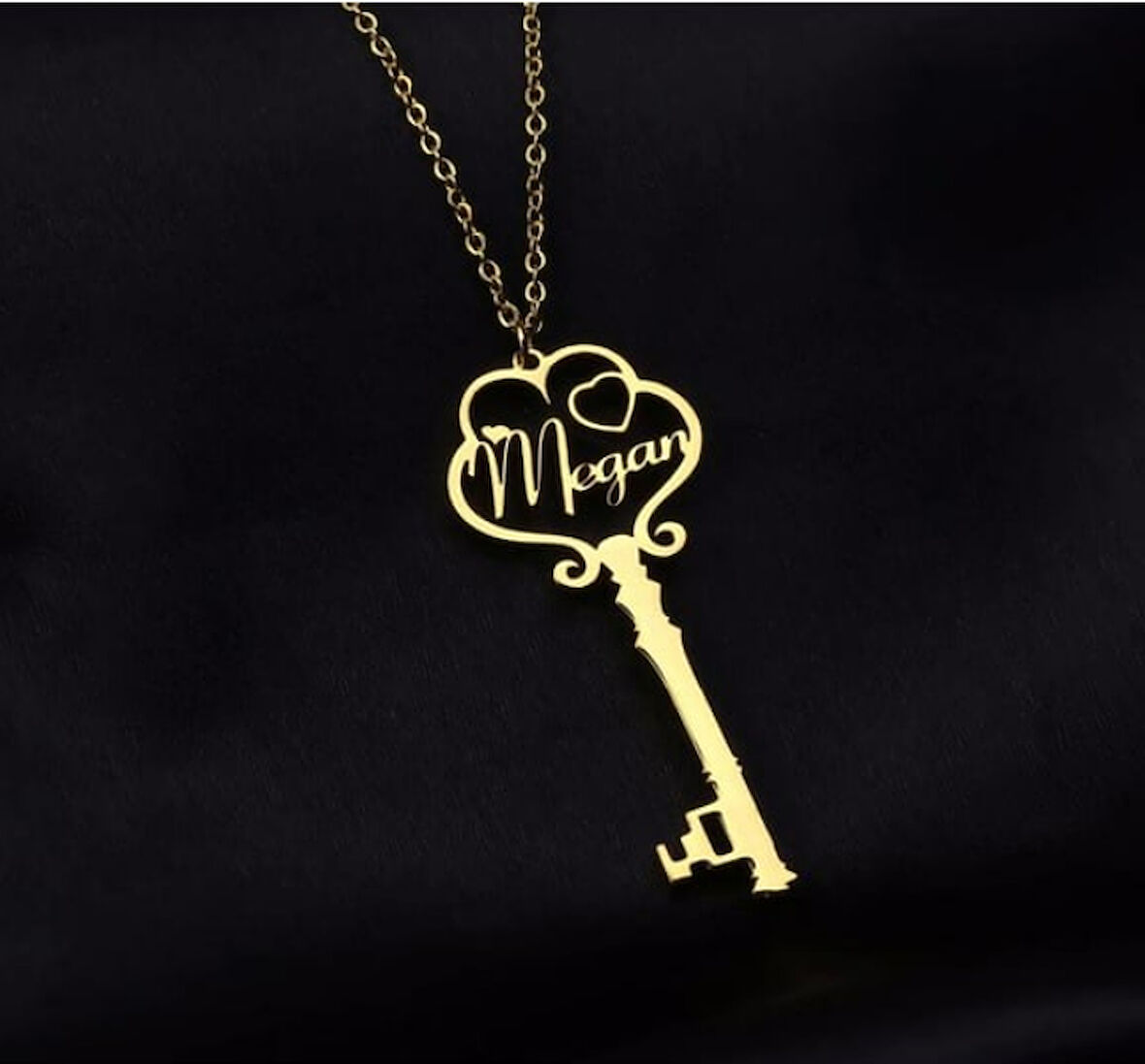 Anahtar İsim Yazılı 14 Ayar Altın Kolye
