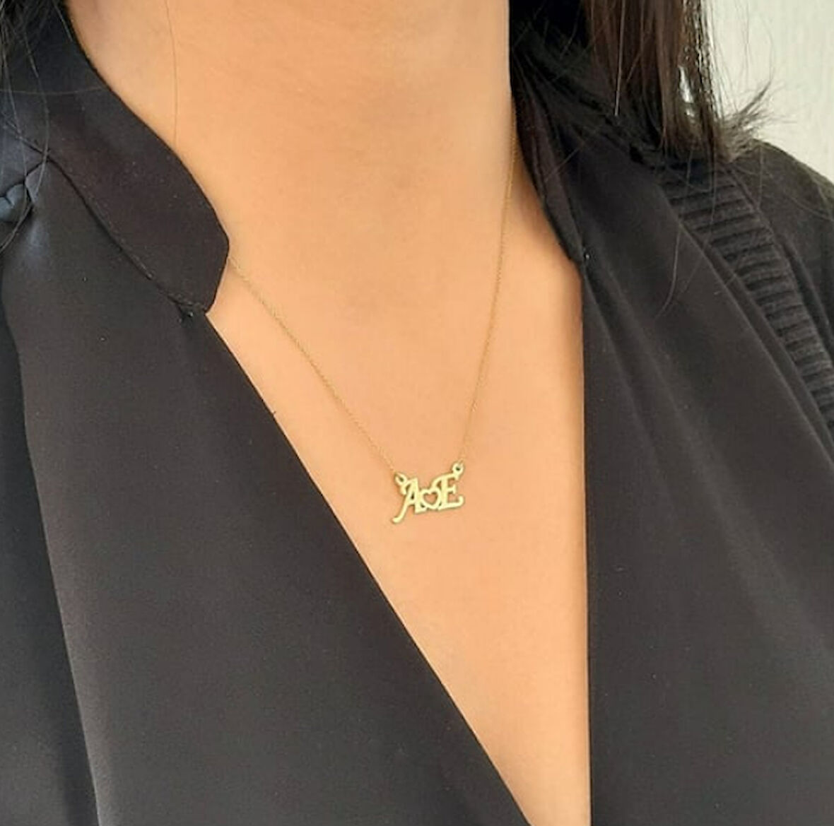 Harf Yazılı 14 Ayar Altın Kolye