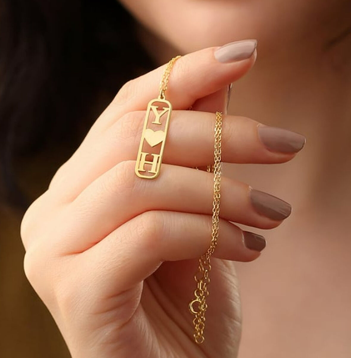 Harf Yazılı 14 Ayar Altın Kolye