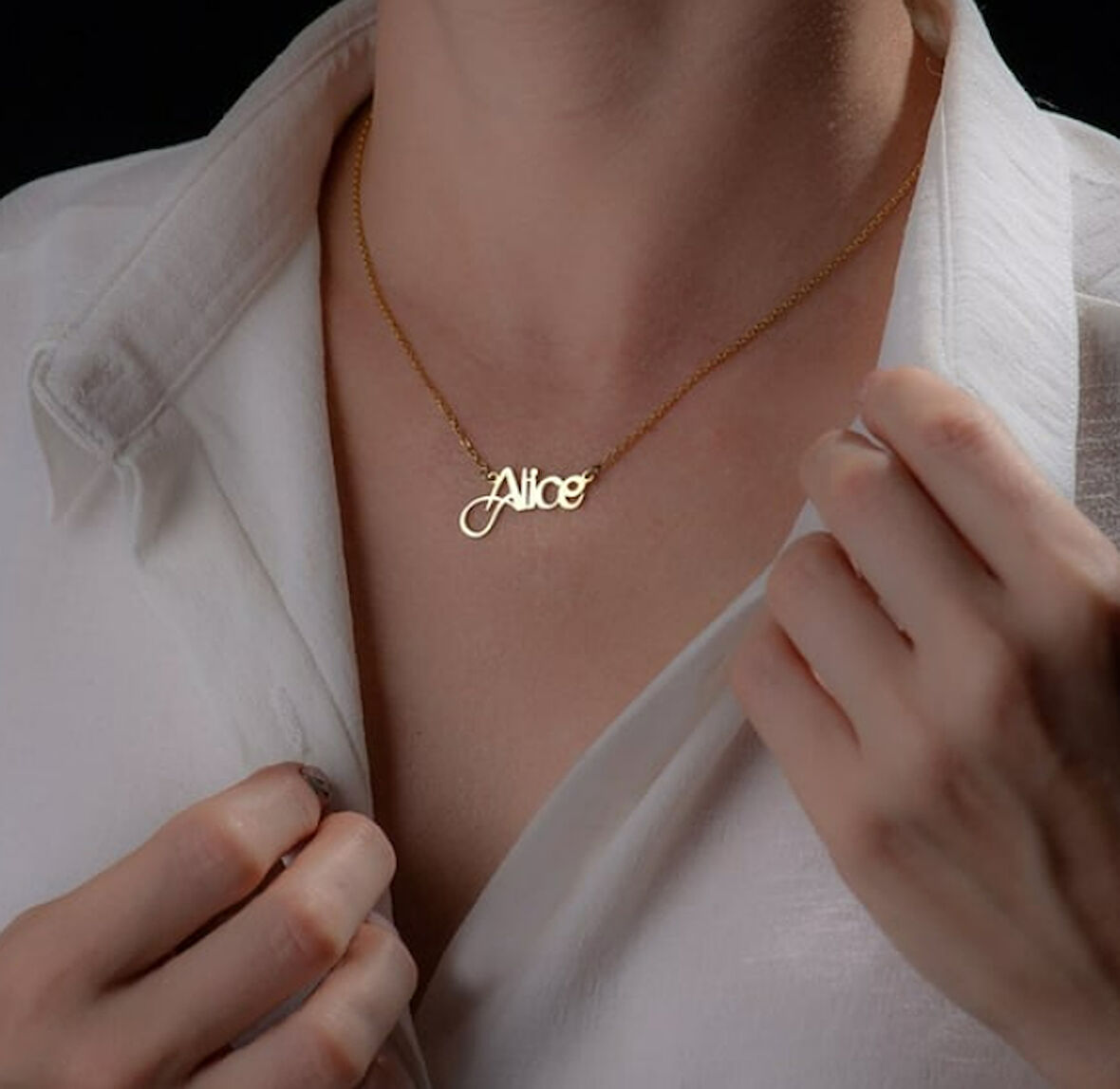 İsim Yazılı 14 Ayar Altın Kolye