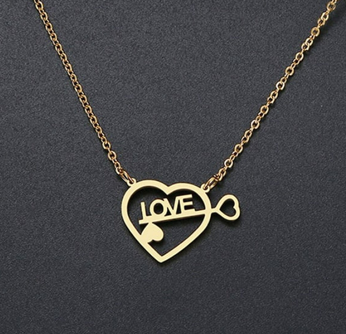 Love Yazılı 14 Ayar Altın Kolye