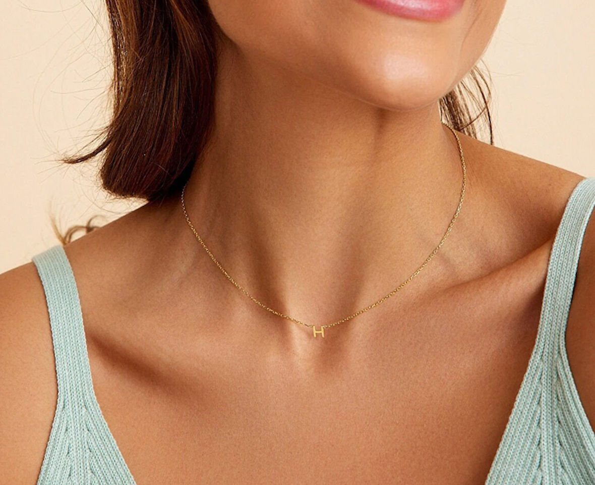 H Harf 14 Ayar Altın Kolye