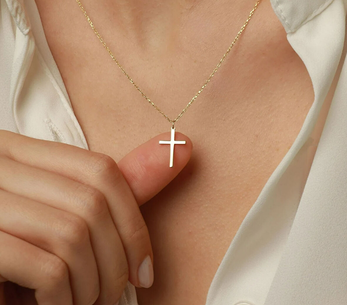 Haç 14 Ayar Altın Kolye