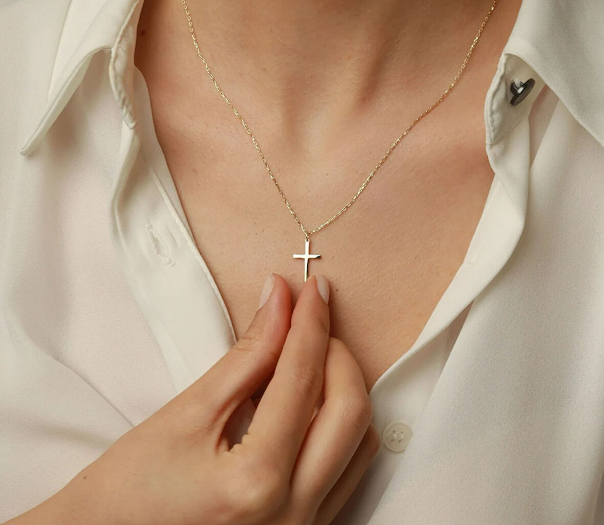 Haç 14 Ayar Altın Kolye