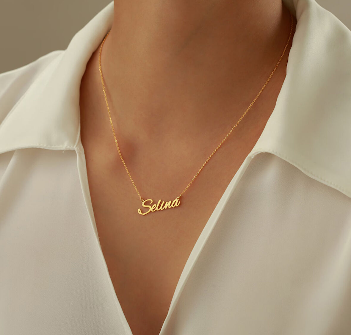 İsim Yazılı 14 Ayar Altın Kolye