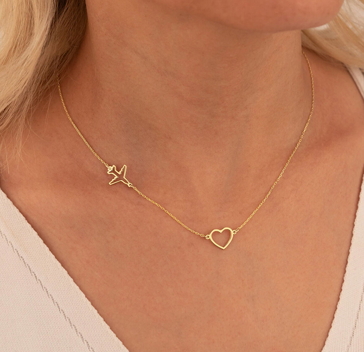 Uçak 14 Ayar Altın Kolye