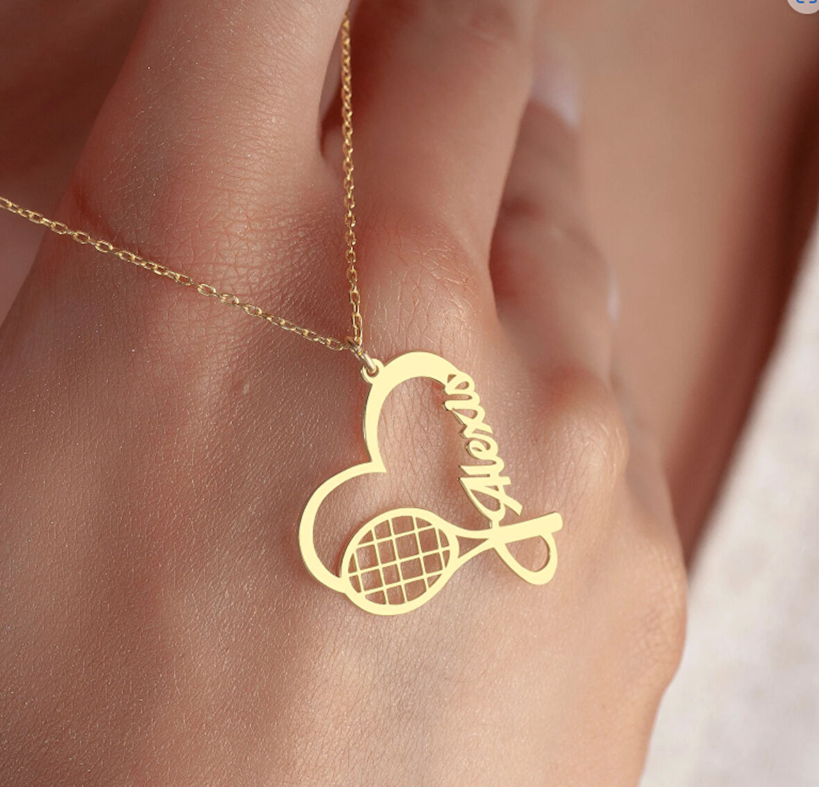 Tenis Raketi 14 Ayar Altın Kolye