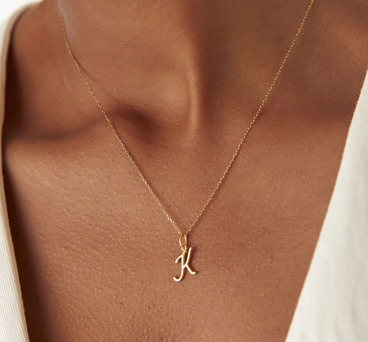 K Harf 14 Ayar Altın Kolye