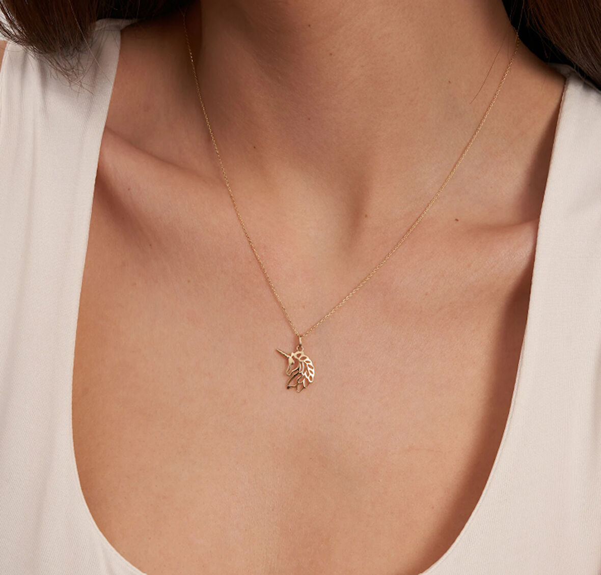 Unıcorn 14 Ayar Altın Kolye