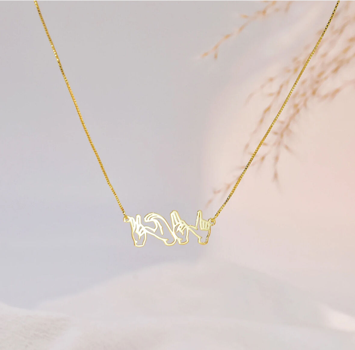 İşaret Dili 14 Ayar Altın Kolye