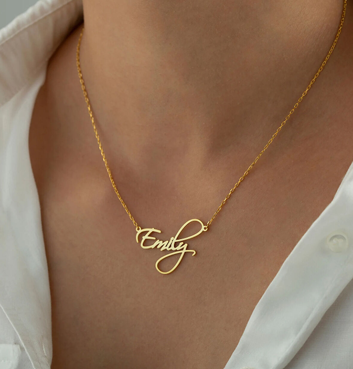 İsim Yazılı 14 Ayar Altın Kolye