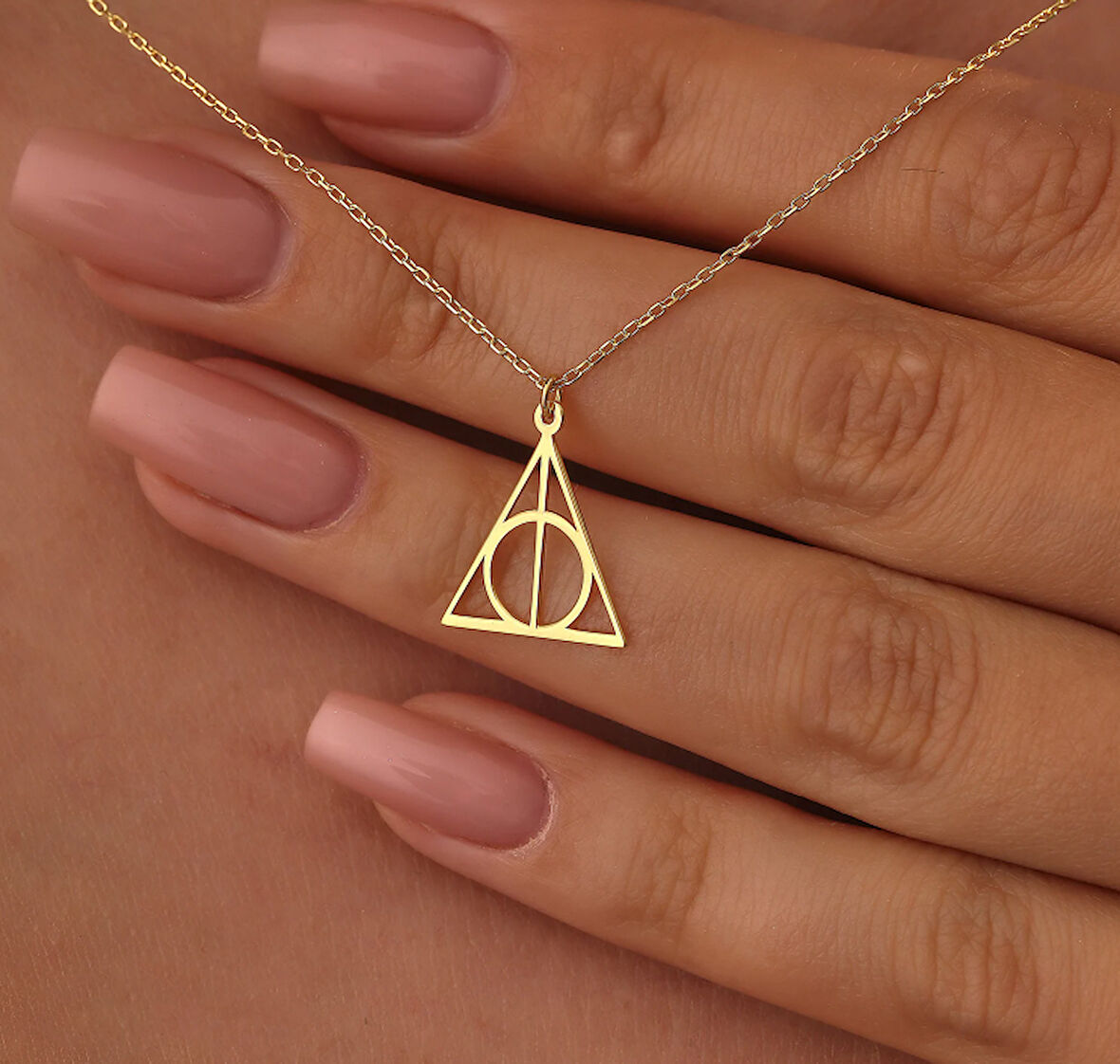 Üçgen 14 Ayar Altın Kolye