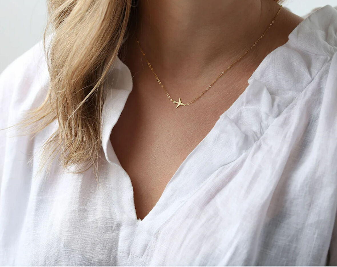 Uçak 14 Ayar Altın Kolye