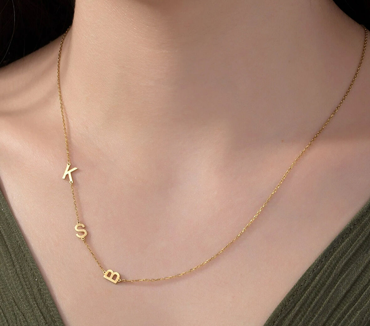 Harfler Yazılı 14 Ayar Altım Kolye