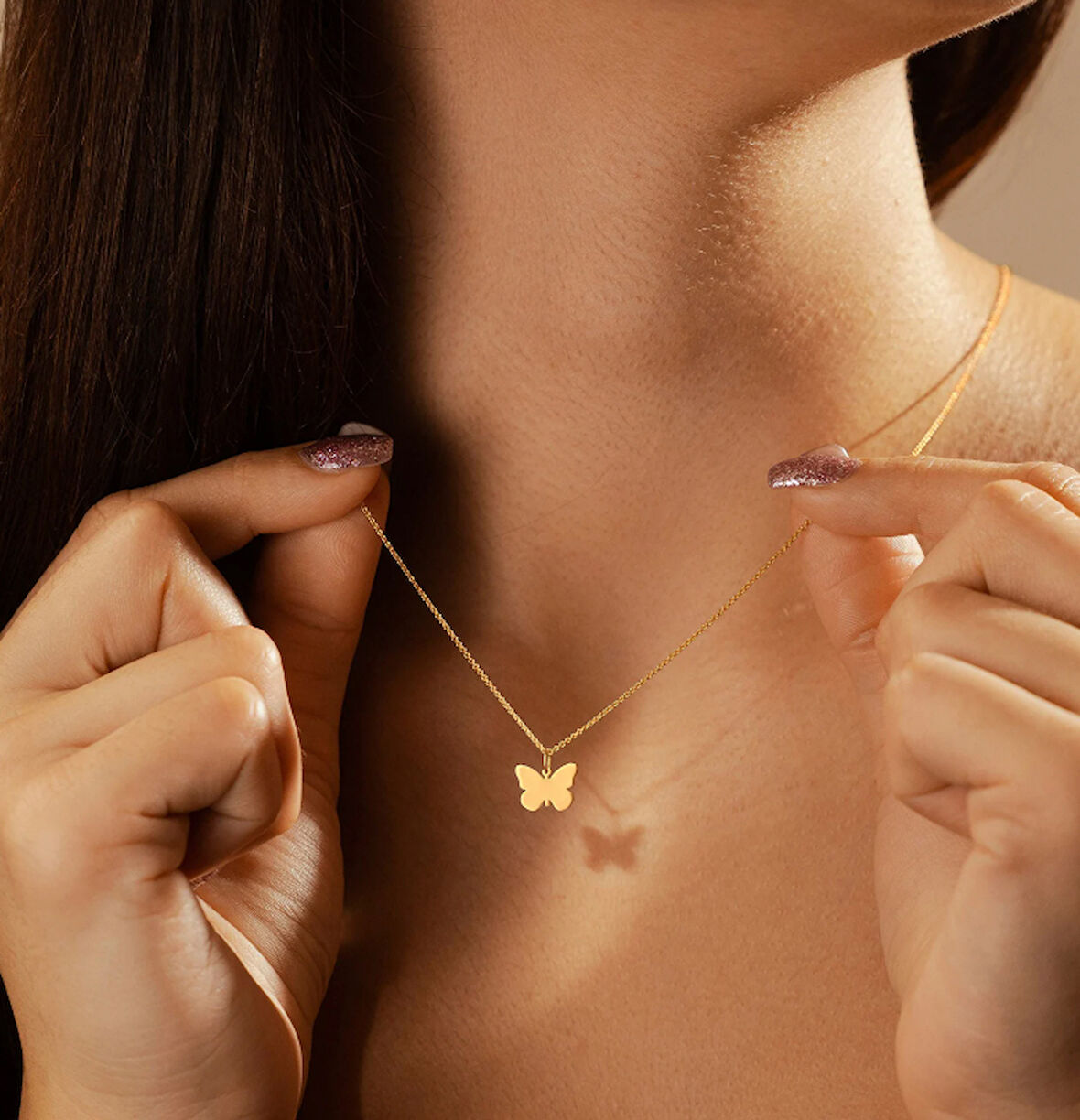 Kelebek 14 Ayar Altın Kolye