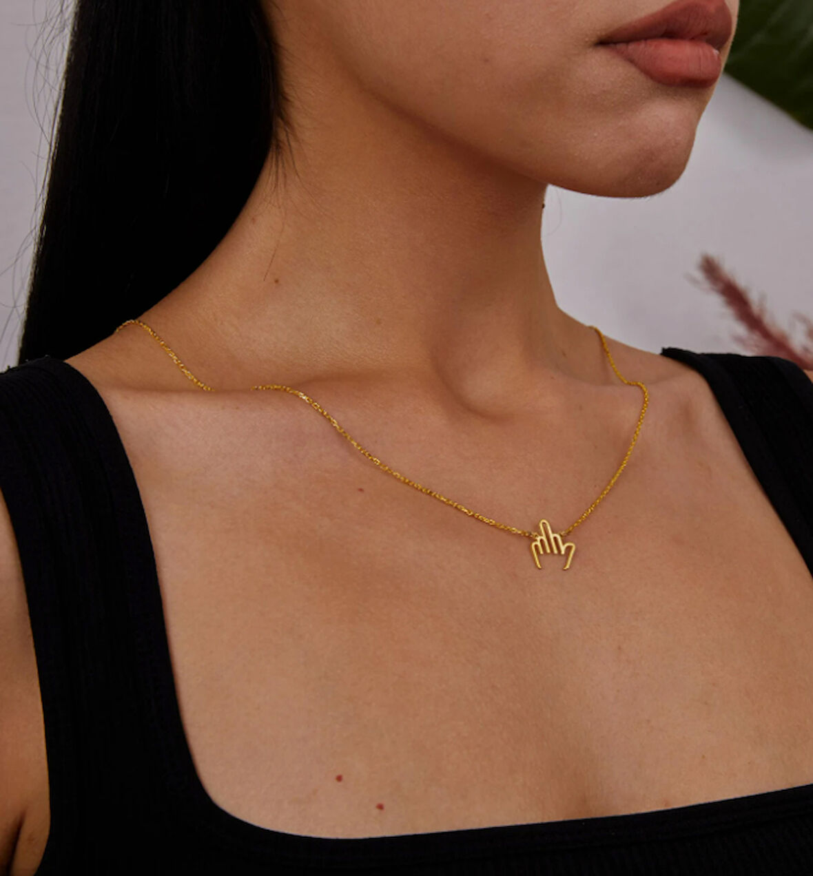 Parmak 14 Ayar Altın Kolye