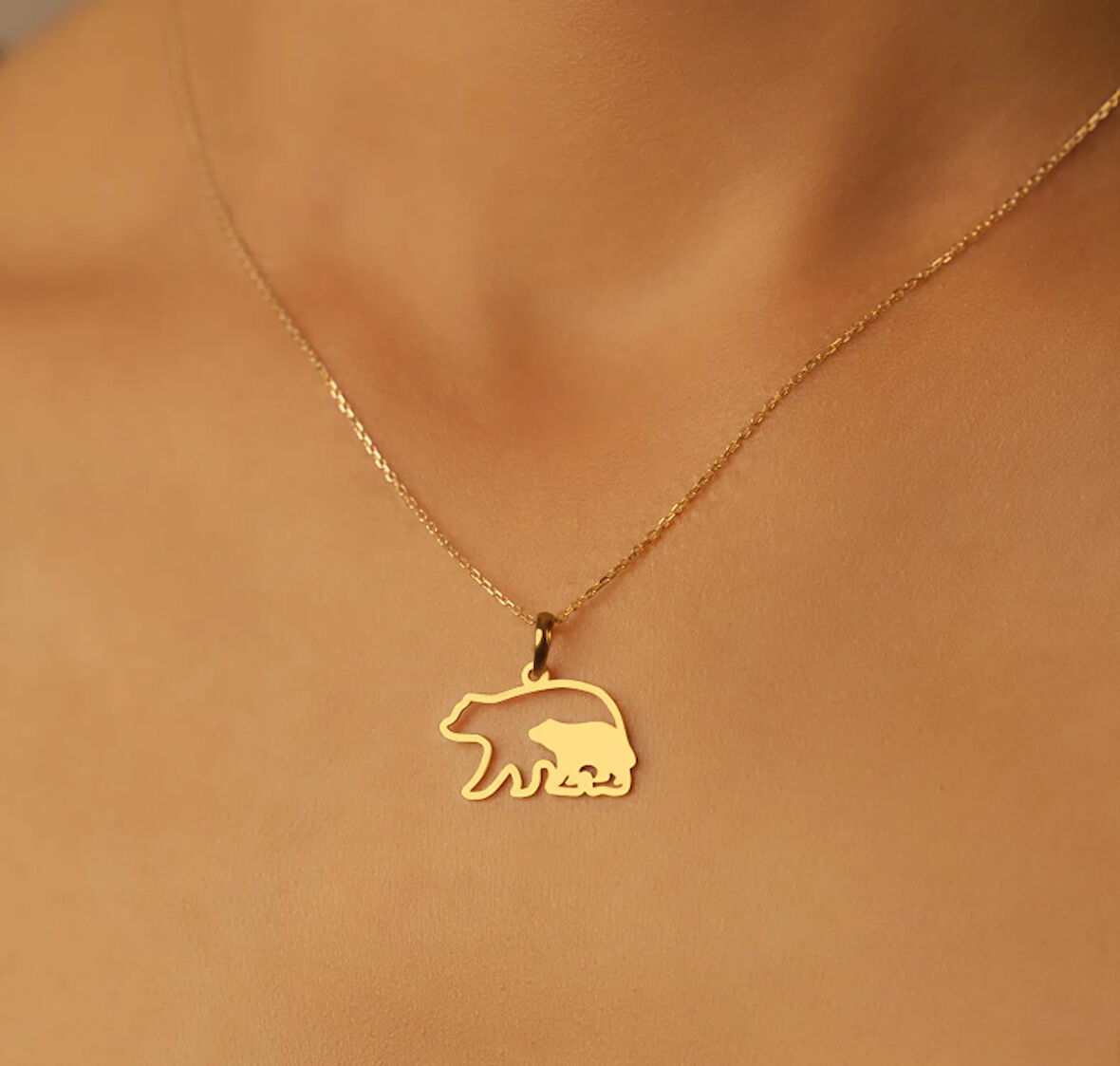 Yavru Ayı 14 Ayar Altın Kolye