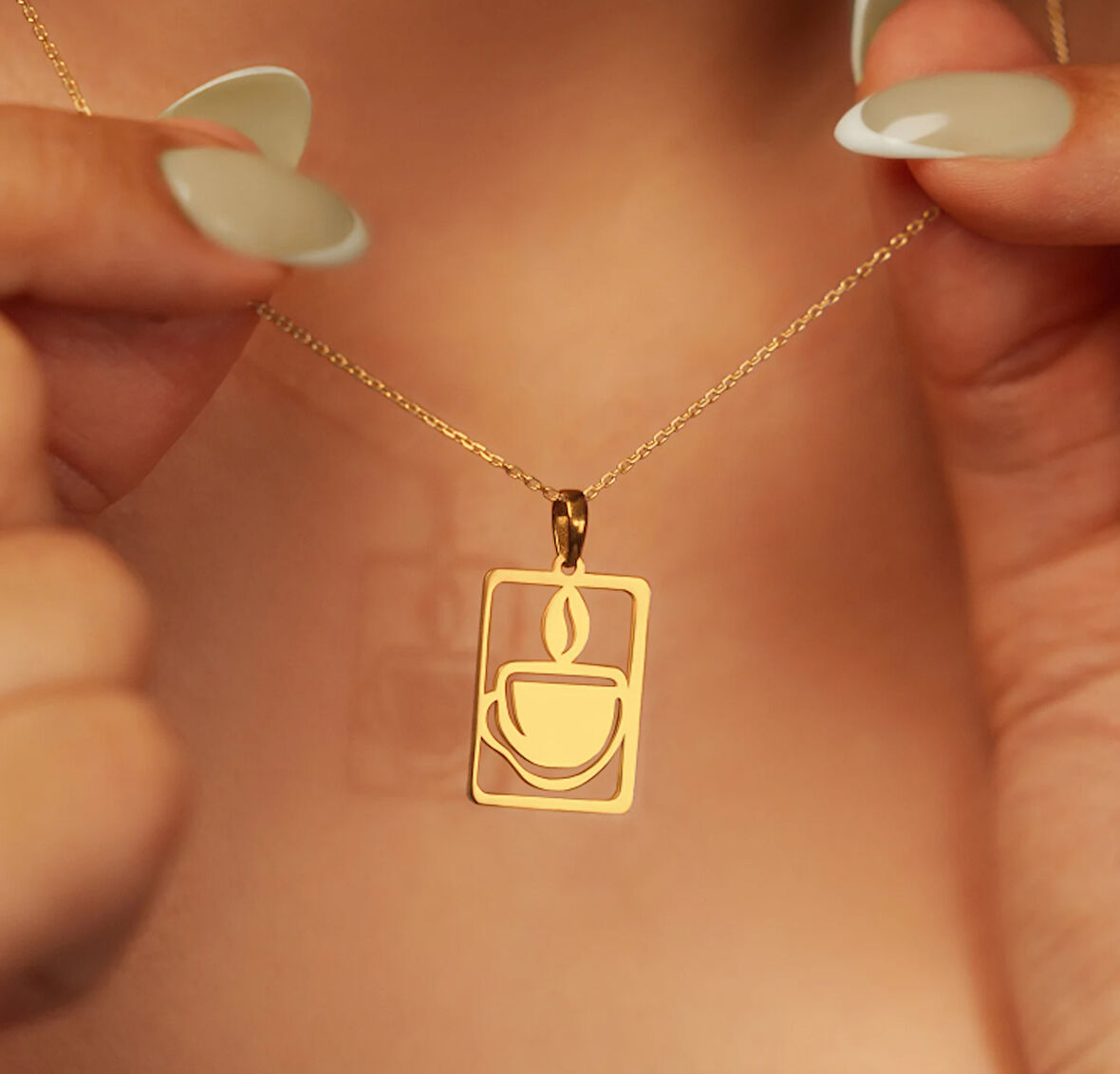 Kahve 14 Ayar Altın Kolye