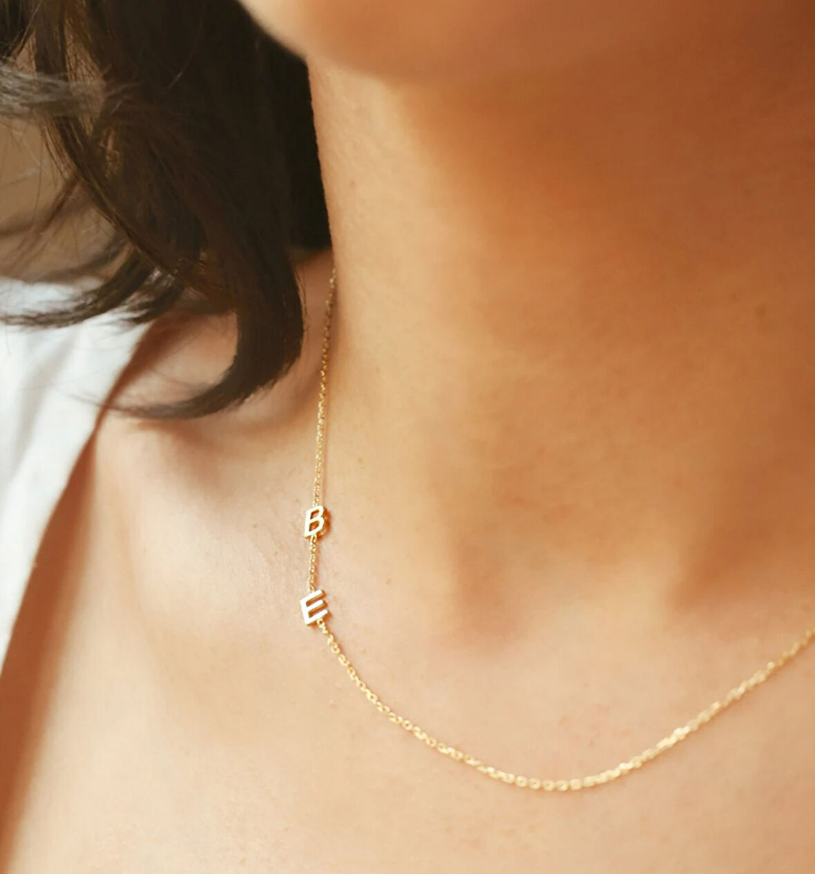 İki Harf Yazılı 14 Ayar Altın Kolye